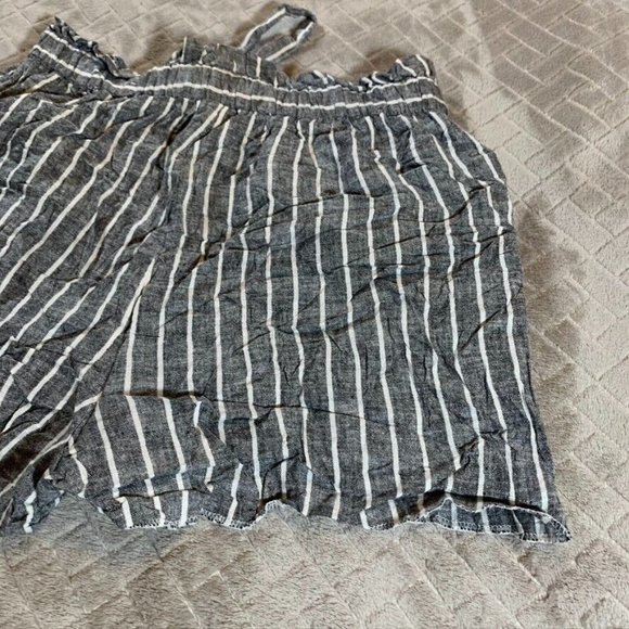 Express Womens Small Short Shorts Linen Blend Gray Striped High Rise Stretch - Picture 12 of 12